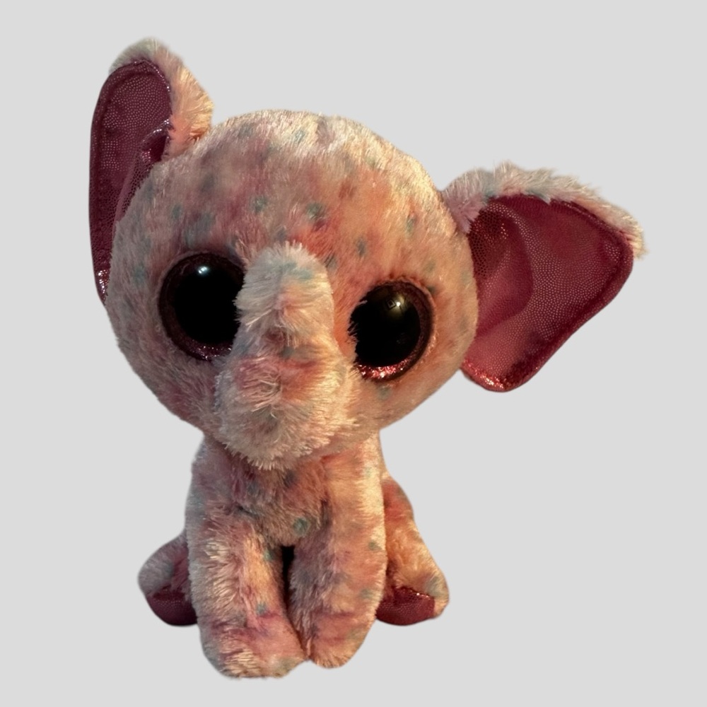 TY Beanie Boos 2014 Ellie Elephant Beanie Boo Plush Glitter Eyes  6” Tall